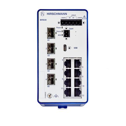 Hirschmann Switch Ethernet BOBCAT 8 Ports RJ45, 1000 → 2500Mbit/s, Montage Rail DIN 12 → 24V C.c.