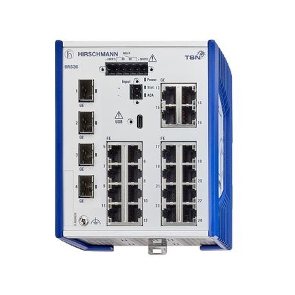 Hirschmann Conmutador Ethernet BRS30-2004OOOO-TTDY99HHSESXX.X.XX, 20 Puertos RJ45, Montaje Carril DIN, 1000 → 2500Mbit/s