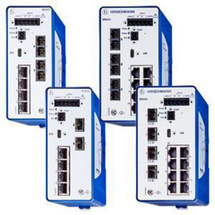 Hirschmann Switch Ethernet BOBCAT 8 Ports RJ45, 1000 → 2500Mbit/s, Montage Rail DIN 12 → 24V C.c.