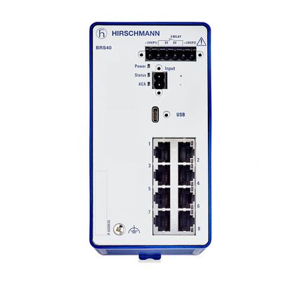 Hirschmann Conmutador Ethernet BRS40-00089999-TTCY99HHSESXX.X.XX, 8 Puertos RJ45, Montaje Carril DIN, 1000 → 2500Mbit/s