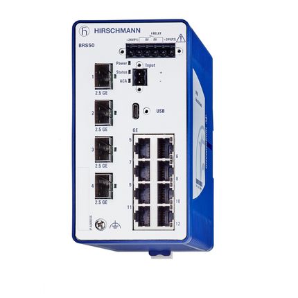 Hirschmann BOBCAT Ethernet-Switch, 12 X RJ45 / 1000 → 2500Mbit/s Für DIN-Schienen, 12 → 24V Dc