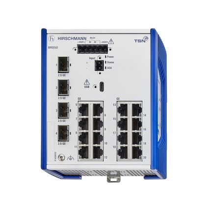 Hirschmann Switch Ethernet 20 Porte RJ45, 1000 → 2500Mbit/s, Montaggio Guida DIN