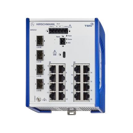 Hirschmann BOBCAT Ethernet-Switch, 20 X RJ45 / 1000 → 2500Mbit/s Für DIN-Schienen, 12 → 24V Dc