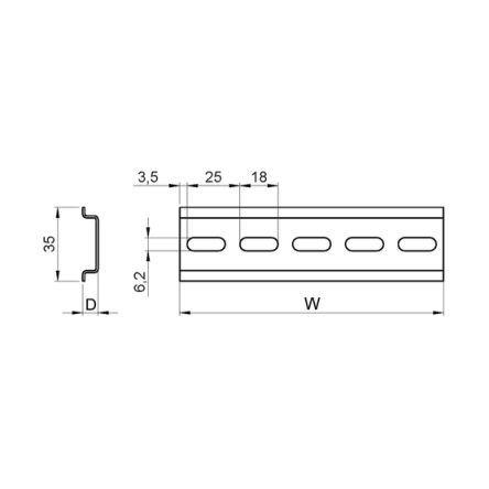 NVent SCHROFF Perforated DIN Rail, 125mm X 15mm X 35mm