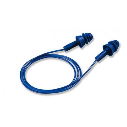 RS PRO Mehrweg Gehörschutzstöpsel EN352, Elastomer Blau, SNR 27dB, 100 Paar