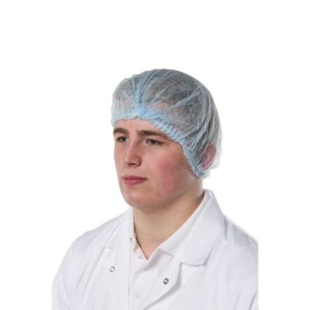 RS PRO Navy Disposable Hair Net For Food Industry Use, One-Size, Mob Cap Type, Non-Metal Detectable, 100Each Per Package
