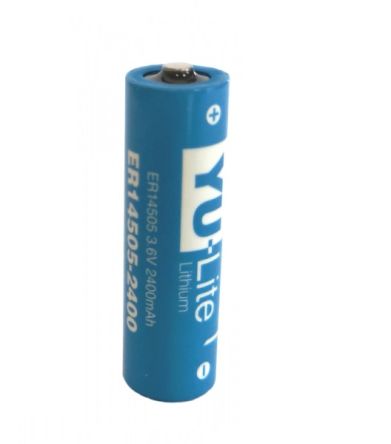 Yuasa ER 14505 AA Batterie, Lithium Thionylchlorid, 3.6V / 2.4Ah, Flacher Anschluss