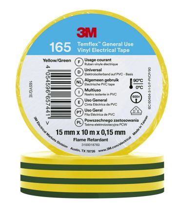 3M 165 green/yellow 15mm x 10m