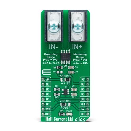 MikroElektronika Scheda Aggiuntiva Hall Current 11 Click, Con Sensore A Effetto Hall