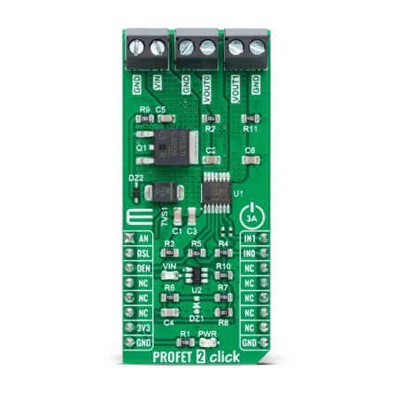 MikroElektronika BTS70802EPAXUMA1 - Stromplatine, PROFET 2 Click - 3A Intelligenter Leistungsschalter