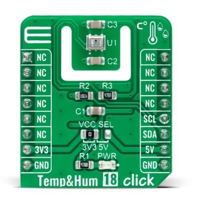MikroElektronika Temp & Hum 18 Click Temperature & Humidity Sensor Add On Board For HS3003 MikroBUS