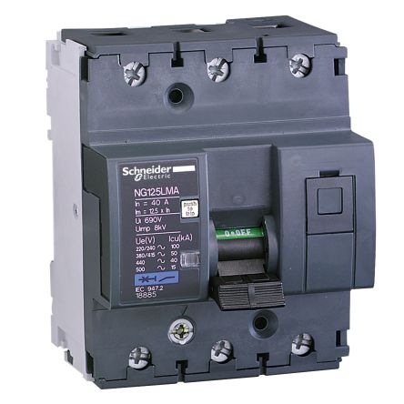 Schneider Electric Interruptor Automático 3P, 63A, Curva Tipo MA, Acti 9