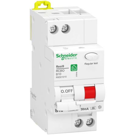 Schneider Electric Interruptor Automático Y Diferencial 1P, 10A, Sensibilidad 30mA, Montaje En Carril DIN, Resi9
