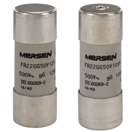 Mersen 63A Slow-Blow Ceramic Cartridge Fuse, 22.2 X 58mm