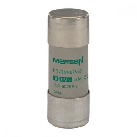 Mersen 32A Slow-Blow Ceramic Cartridge Fuse, 22.2 X 58mm
