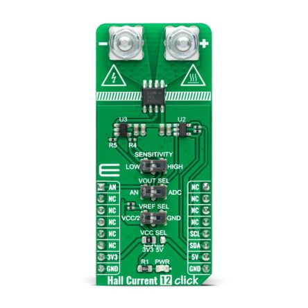 MikroElektronika LMV321, MCP3221, TMCS1100A4 Hall Current 12 Click Entwicklungskit, Hall-Effekt-Sensor Für