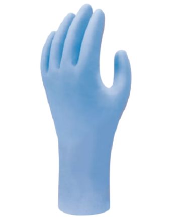 Showa Blue Powder-Free Nitrile Disposable Gloves, Size L, Food Safe, 100 Per Pack