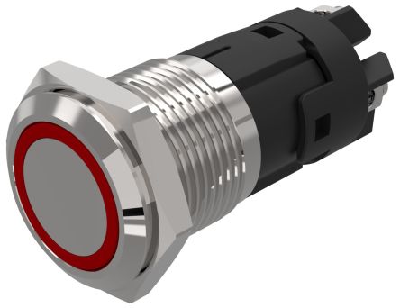 EAO 82 Series Illuminated Illuminated Push Button Switch, Latching, Panel Mount, 16mm Cutout, SPDT, Red LED, 240V,