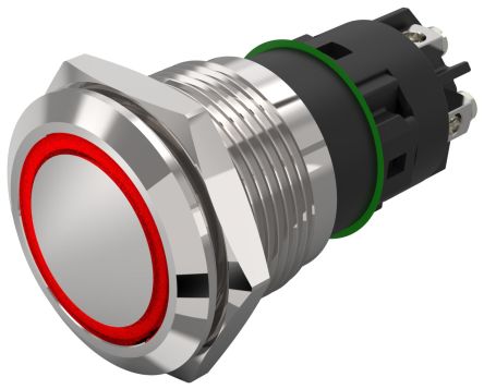 EAO 82 Series Illuminated Illuminated Push Button Switch, Momentary, Panel Mount, 19mm Cutout, SPDT, Red/Green LED,