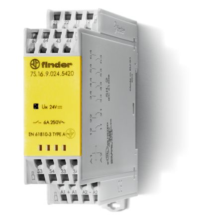 Finder DIN Rail Non-Latching Relay With Guided Contacts, 230V Ac Coil, 6A Switching Current, 4NO/2NC