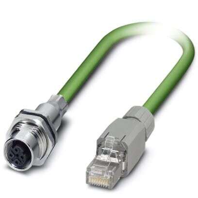 Phoenix Contact Ethernetkabel Cat.5e, 0.5m, Grün Patchkabel, A M12 Aluminiumfolie, Verzinntes Kupfergeflecht Buchse, B
