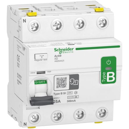 Schneider Electric Interrupteur Différentiel IID, 4 Pôles, 25A, 300mA, Type B-SI