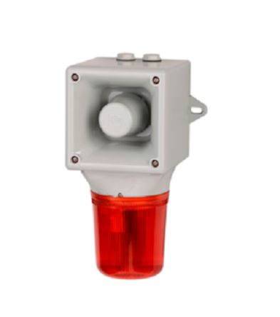 E2s AB105LDA Series Amber, Blue, Clear, Green, Red, Yellow LED Beacon, 230 V, IP65, Wall Mount, 113dB At 1 Metre