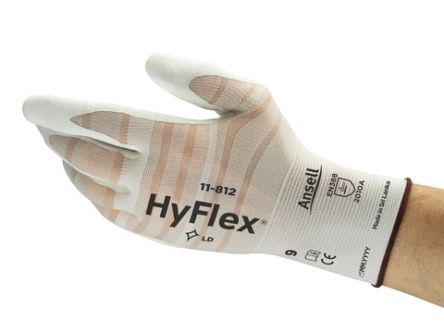 Ansell White Nylon, Spandex Cut Resistant Work Gloves, Size 6, XS, Nitrile Foam Coating
