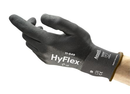 Ansell Grey Nylon, Spandex Abrasion Resistant Work Gloves, Size 7, Small, Nitrile Coating