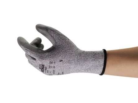 Ansell Grey Aramid Knit Cut Resistant Work Gloves, Size 9, Large, Polyurethane Coating