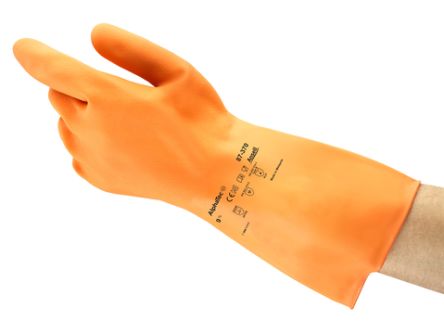 Ansell Arbeitshandschuhe, Größe 6,5, XS, Chemikalienbeständig, Baumwolle Orange