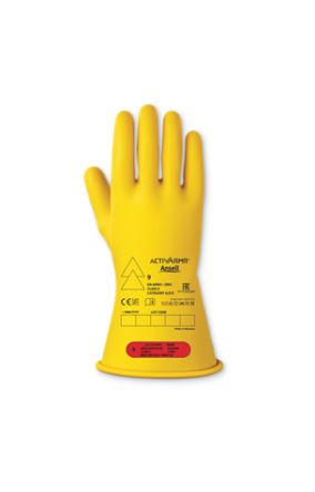 Ansell Yellow Latex Electrical Protection Electrical Insulating Gloves, Size 7, Small, Latex Coating