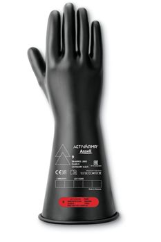 Ansell Elektro-Isolierhandschuhe, Größe 10, XL, Elektrische Sicherheit, Latex Schwarz