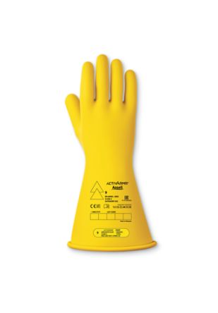 Ansell Yellow Latex Electrical Safety Electrical Insulating Gloves, Size 10, XL, Latex Coating