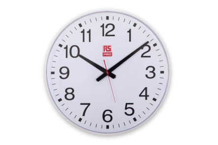 RS PRO Wand Analog, Uhr, Ø 420mm,, , Splitterfrei, Weiß
