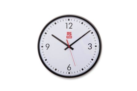 RS PRO Wand Analog, Uhr, Ø 310mm,, , Splitterfrei, Schwarz