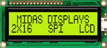 Midas Afficheur Alphanumérique LCD, Alphanumérique 2 X 16 Caractères