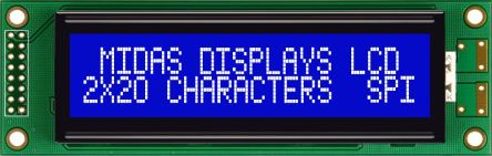 Midas Alphanumerische LCD-Anzeige, Alphanumerisch Zweizeilig, 20 Zeichen