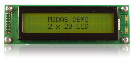 Midas MC22005A6WK-SPTLY-V2 Alphanumeric LCD Alphanumeric Display, 2 Rows By 20 Characters