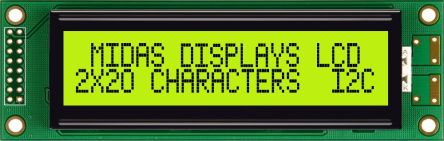 Midas LCD 数字显示器, 字母数字显示, 2行20个字符