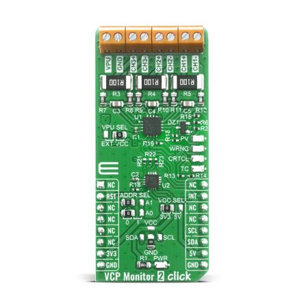 MikroElektronika INA3221-Q1 Entwicklungsbausatz Spannungsregler, VCP Monitor 2 Click Strommessung, Spannungsmessung