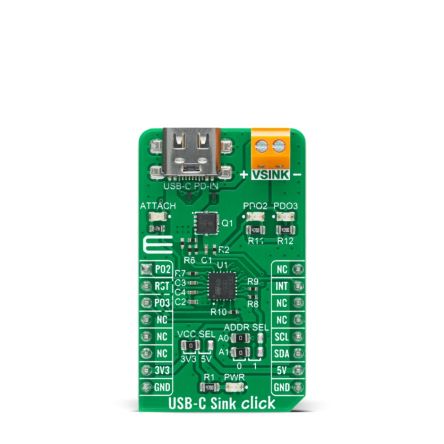 MikroElektronika Placa Complementaria Para Sensores Controlador De Alimentación USB USB -C Sink Click - MIKROE-4328