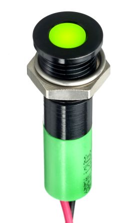 RS PRO 绿色LED面板指示灯, 24V 直流, IP67, 8mm安装孔径