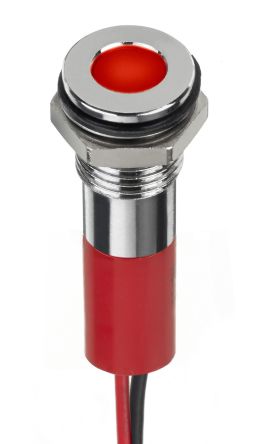 RS PRO Voyant LED Lumineux Rouge, Dia. 8mm, 24V C.c., Taille De La Lampe 5 Mm, IP67