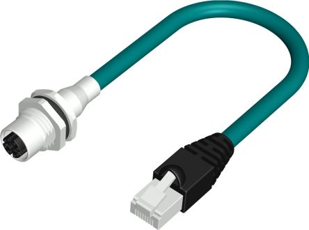 RS PRO Câble Ethernet Catégorie 6a, Bleu Sarcelle, 500mm PUR Avec Connecteur