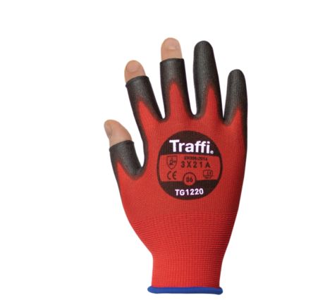 Traffi Schneidfeste Handschuhe, Größe 11, XXL, Schneidfest, Polyethylen Rot
