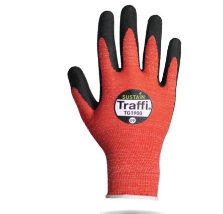 Traffi Schneidfeste Handschuhe, Größe 8, M, Schneidfest, Baumwolle, PET Rot