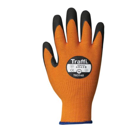 Traffi Schneidfeste Handschuhe, Größe 8, M, Schneidfest, Nitril, Nylon Orange