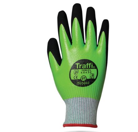 Traffi Schneidfeste Handschuhe, Größe 8, M, Schneidfest, Nitril, Nylon Grün