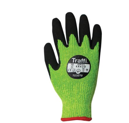 Traffi Schneidfeste Handschuhe, Größe 6, XS, Schneidfest, Nylon Mit Naturkautschuklatex Grün